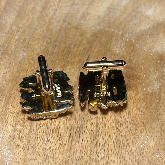 Vintage Swank Nugget & Rhinestone Gold Tone Cufflinks. - Picture 6 of 10